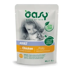 Вологий корм для котів Oasy Chunks in gravy Adult з куркою 85 г (8053017343709)