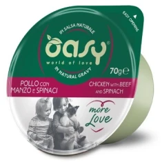 Вологий корм для котів Oasy More Love з куркою яловичиною та шпинатом 70 г (8053017349923)