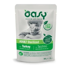 Вологий корм для котів Oasy Chunks in Gravy Adult Sterilized з індичкою 85 г (8054329510308)