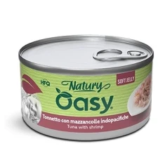 Вологий корм для котів Oasy Natury Soft Jelly з тунцем і креветками 150 г (8054329513491)