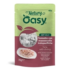 Вологий корм для котів Oasy Natury Soft Jelly з тунцем та креветками 70 г (8054329513958)