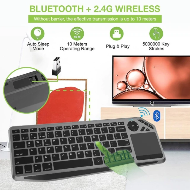 Клавиатура беспроводная Techly Bluetooth/RF с тачпадом (8059018365375)