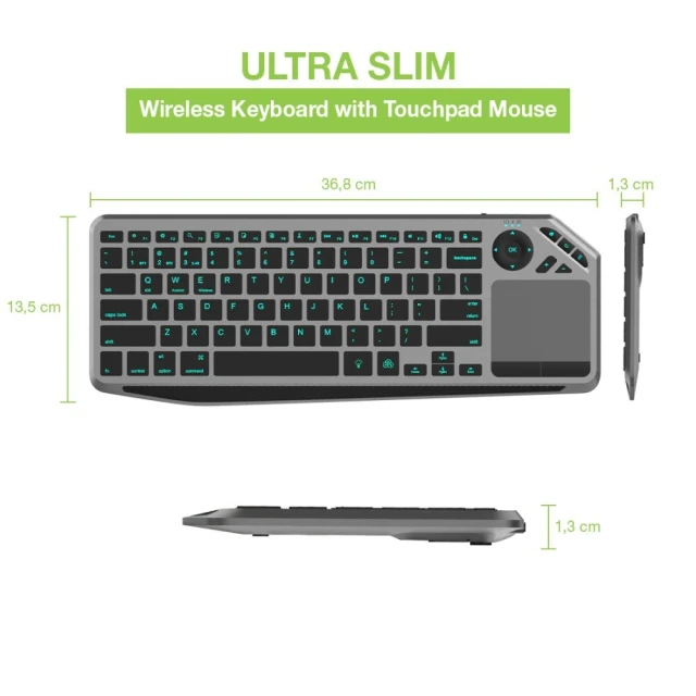 Клавиатура беспроводная Techly Bluetooth/RF с тачпадом (8059018365375)