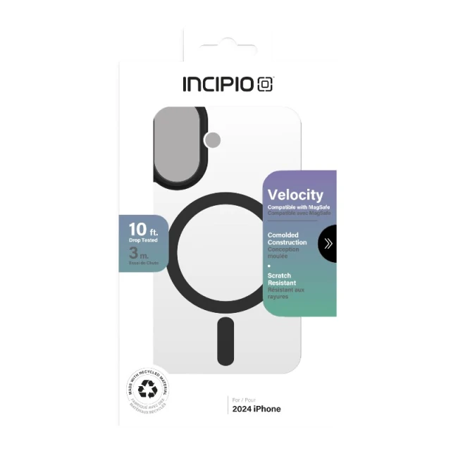 Чохол Incipio Velocity для iPhone 16 Clear Black with MagSafe (IPH-2162-BCLR)