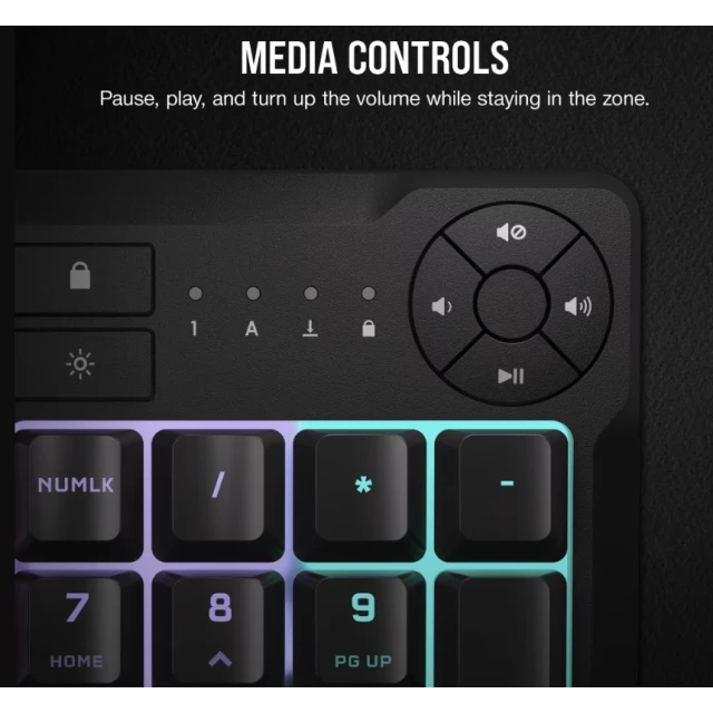 Клавіатура Corsair K55 CORE RGB ігрова USB NA розкладка Black (840006666547)