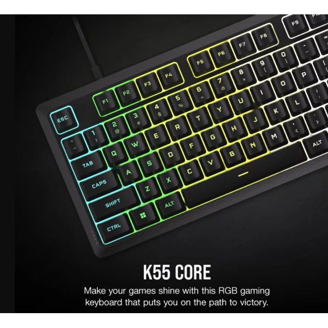 Клавіатура Corsair K55 CORE RGB ігрова USB NA розкладка Black (840006666547)
