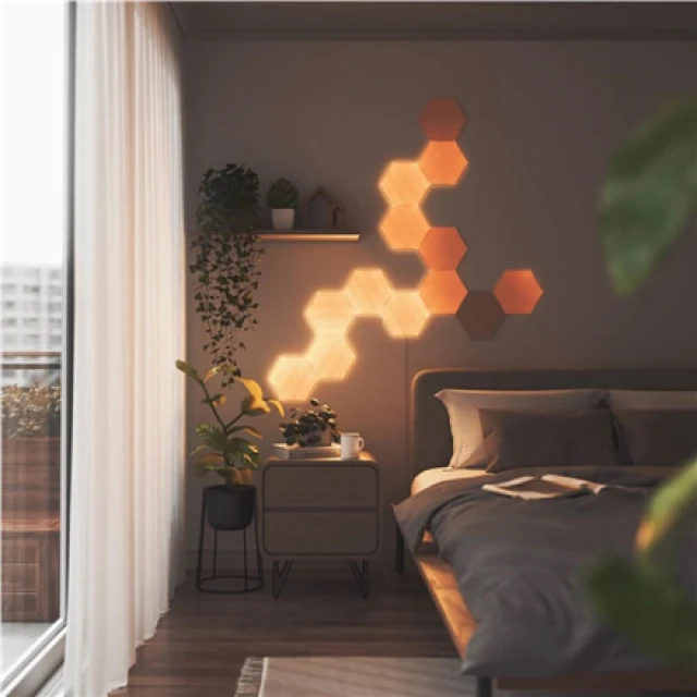 Розумна світлова панель Nanoleaf Elements Wood Look Hexagons Starter Kit 13 панелей (840102703924)