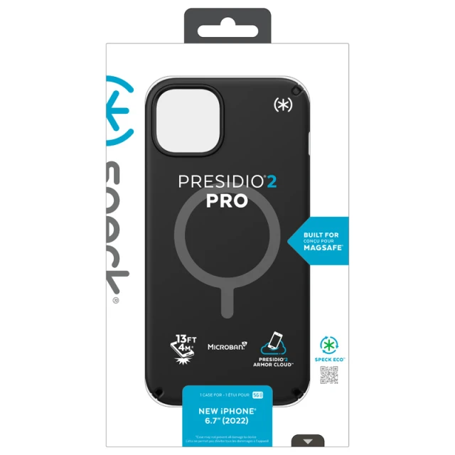 Чохол Speck Presidio2 Pro для iPhone 14 Plus Black Black White with MagSafe (840168523849)