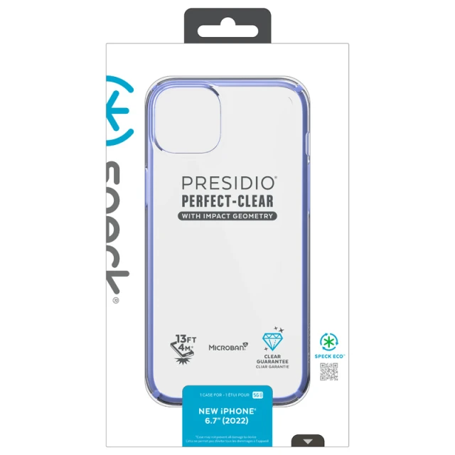 Чохол Speck Presidio Perfect-Clear with Impact Geometry для iPhone 14 Plus Clear Grounded Purple (840168524211)