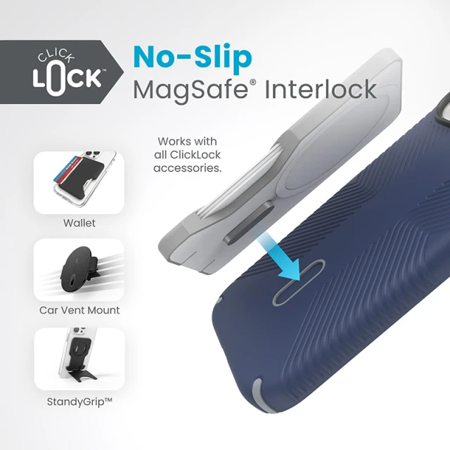 Чохол Speck Presidio2 Grip ClickLock для iPhone 15 | 14 | 13 Coastal Blue Dust Grey with MagSafe (150439-3206)