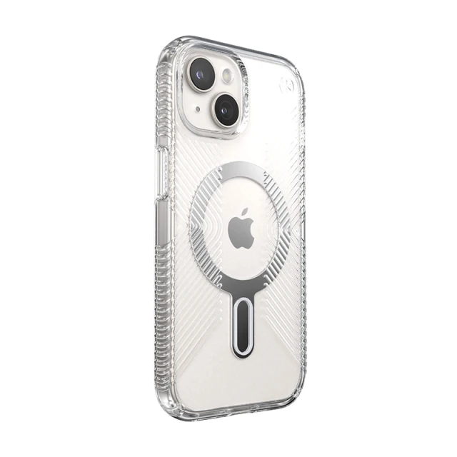 Чохол Speck Presidio Perfect-Clear Grip ClickLock для iPhone 15 | 14 | 13 Clear Chrome with MagSafe (150443-3199)