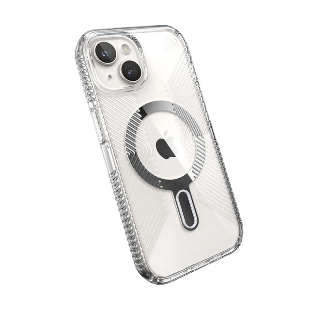 Чохол Speck Presidio Perfect-Clear Grip ClickLock для iPhone 15 | 14 | 13 Clear Chrome with MagSafe (150443-3199)