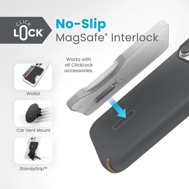 Чохол Speck Presidio2 Pro ClickLock для iPhone 15 Pro Charcoal Grey Cool Bronze with MagSafe (150446-3212)