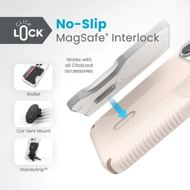 Чохол Speck Presidio2 Grip ClickLock для iPhone 15 Pro Bleached Bone Heirloom Gold with MagSafe (150447-3214)