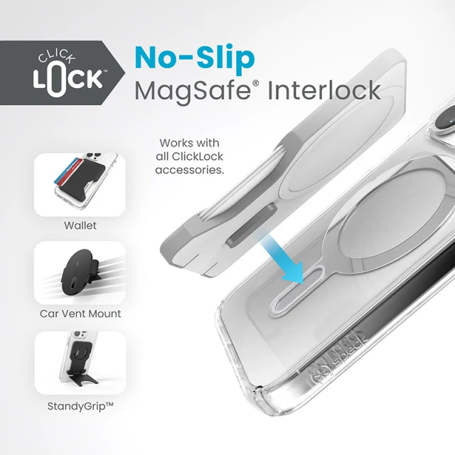 Чохол Speck Presidio Perfect-Clear ClickLock для iPhone 15 Pro Clear Chrome with MagSafe (150449-3199)