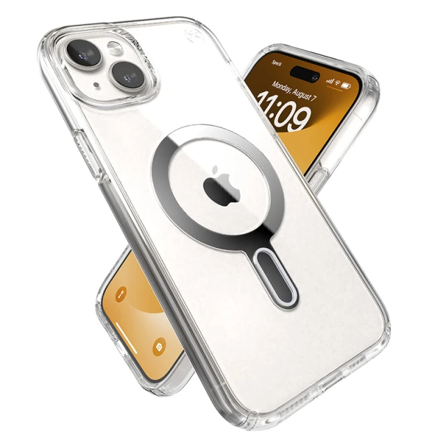 Чохол Speck Presidio Perfect-Clear ClickLock для iPhone 15 Plus | 14 Plus Clear Chrome with MagSafe (150457-3199)