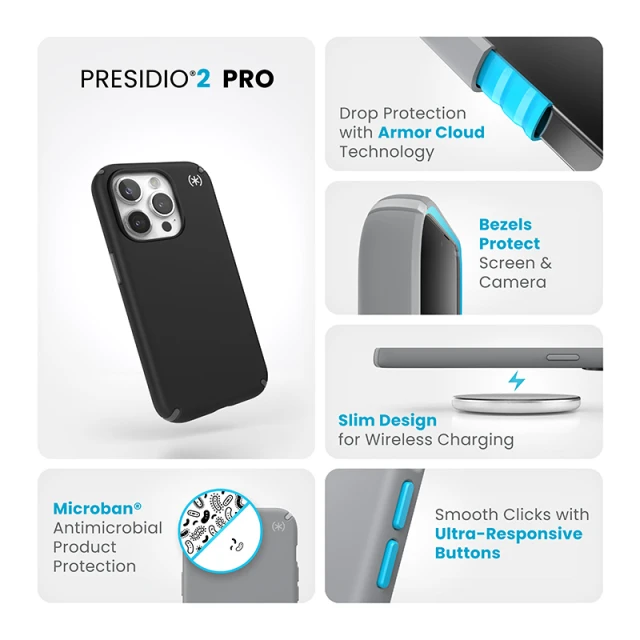 Чохол Speck Presidio2 Pro для iPhone 15 Pro Black/Slate Grey (150476-3205)