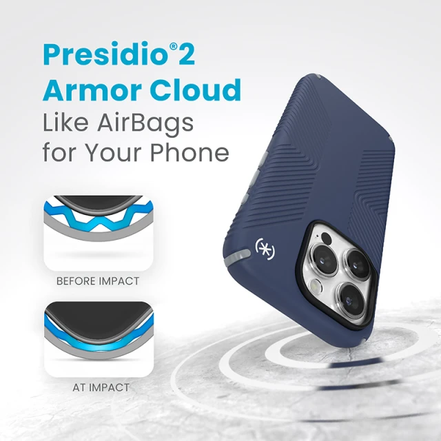 Чохол Speck Presidio2 Grip для iPhone 15 Pro Coastal Blue Dust Grey (150477-3206)