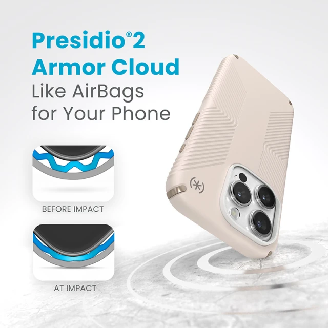 Чохол Speck Presidio2 Grip для iPhone 15 Pro Bleached Bone Heirloom Gold (150477-3214)