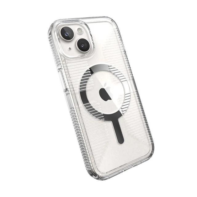Чохол Speck GemShell Grip для iPhone 15 | 14 | 13 Clear Chrome with MagSafe (150494-3223)