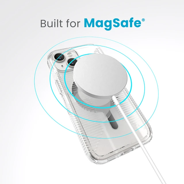 Чохол Speck GemShell Grip для iPhone 15 | 14 | 13 Clear Chrome with MagSafe (150494-3223)