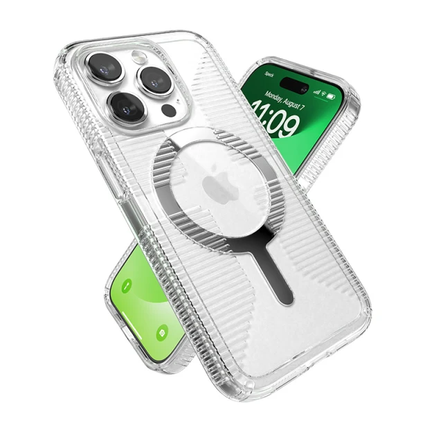 Чохол Speck GemShell Grip для iPhone 15 Pro Clear Chrome with MagSafe (150503-3223)