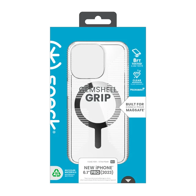 Чохол Speck GemShell Grip для iPhone 15 Pro Clear Chrome with MagSafe (150503-3223)