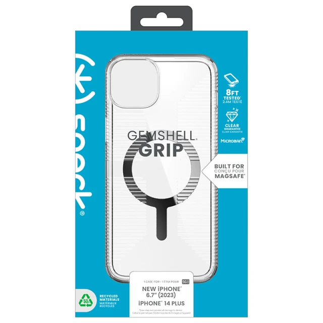 Чехол Speck GemShell Grip для iPhone 15 Plus | 14 Plus Clear Chrome with MagSafe (150512-3223)