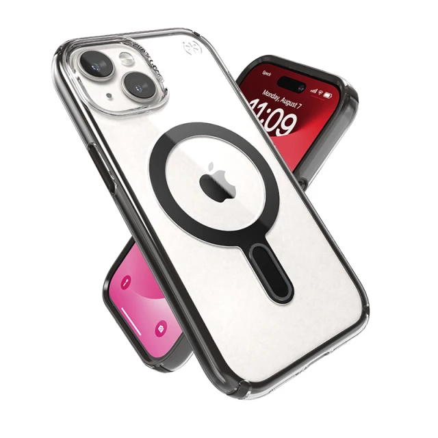 Чохол Speck Presidio Perfect-Clear ClickLock для iPhone 15 | 14 | 13 Clear Black with MagSafe (150441-3233)