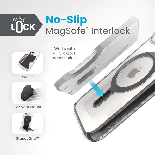 Чохол Speck Presidio Perfect-Clear ClickLock для iPhone 15 | 14 | 13 Clear Black with MagSafe (150441-3233)