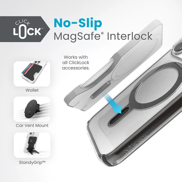 Чохол Speck Presidio Perfect-Clear ClickLock для iPhone 15 Pro Clear Black with MagSafe (150449-3233)