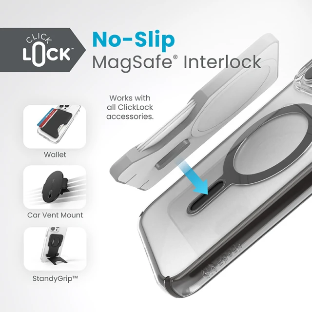 Чохол Speck Presidio Perfect-Clear ClickLock для iPhone 15 Pro Max Clear Chrome with MagSafe (150465-3233)