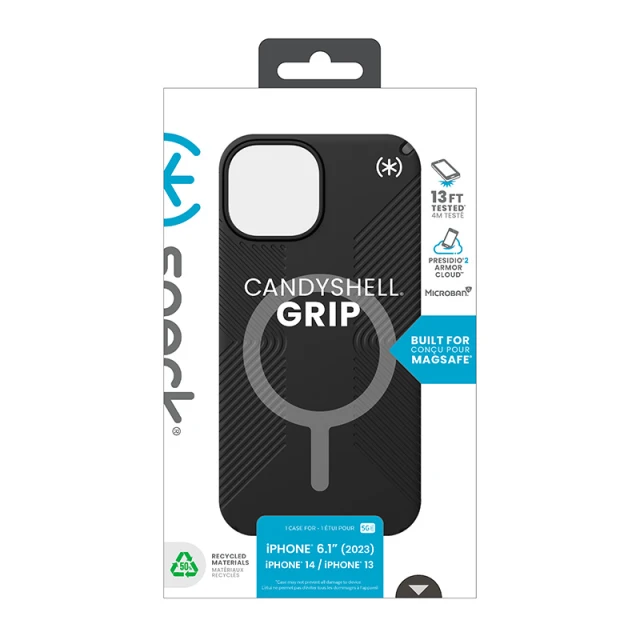 Чехол Speck Presidio2 Grip для iPhone 15 | 14 | 13 Black/Slate Grey with MagSafe (150557-3205)