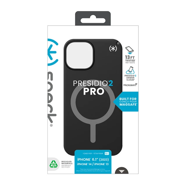Чохол Speck Presidio2 Pro для iPhone 15 | 14 | 13 Black/Slate Grey with MagSafe (150558-3205)