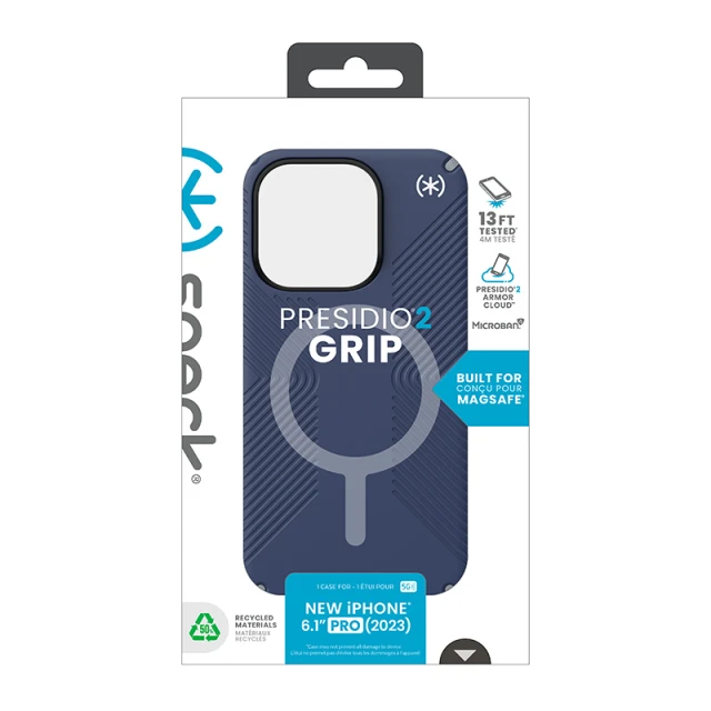 Чохол Speck Presidio2 Grip для iPhone 15 Pro Coastal Blue Dust Grey with MagSafe (150563-3206)
