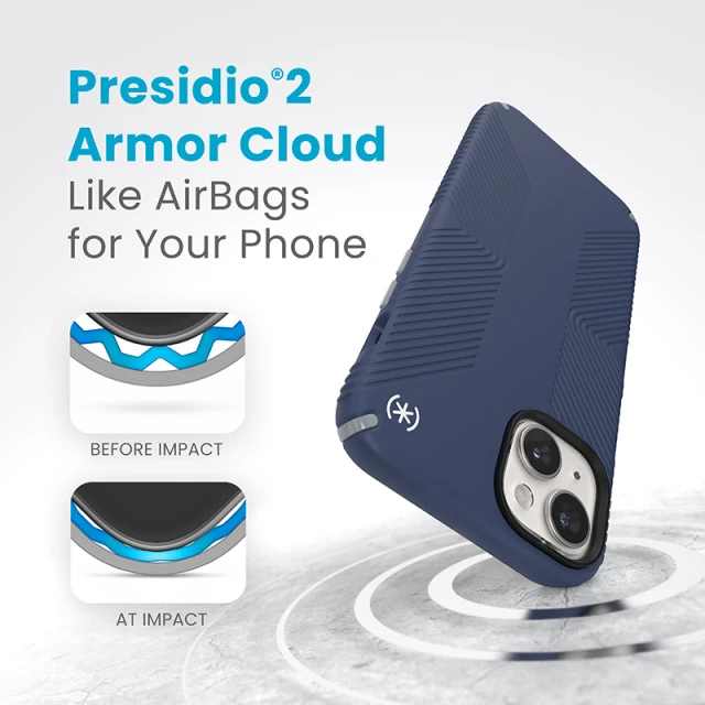 Чохол Speck Presidio2 Grip для iPhone 15 Plus | 14 Plus Coastal Blue Dust Grey with MagSafe (150569-3206)