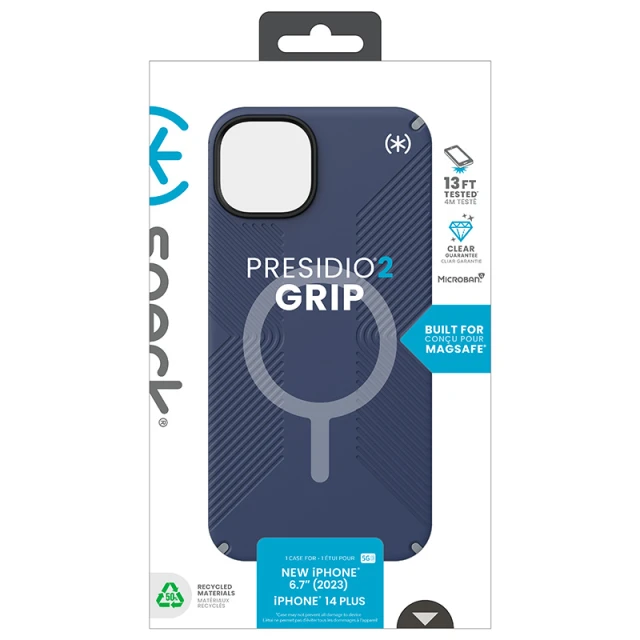 Чохол Speck Presidio2 Grip для iPhone 15 Plus | 14 Plus Coastal Blue Dust Grey with MagSafe (150569-3206)