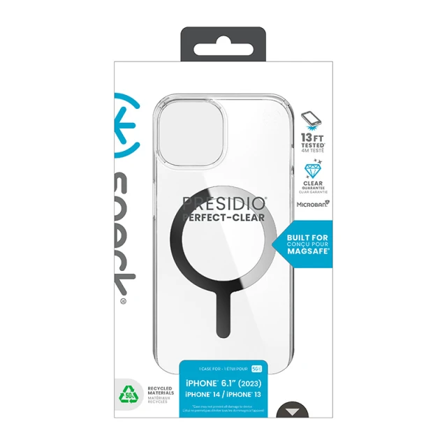 Чохол Speck Presidio Perfect-Clear для iPhone 15 | 14 | 13 Clear Chrome with MagSafe (150553-3240)