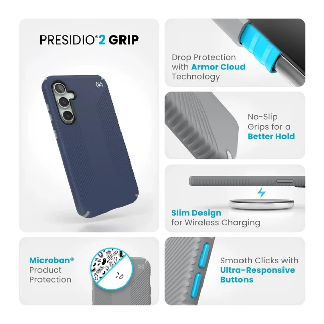 Чохол Speck Presidio2 Grip для Samsung Galaxy S23 FE (S711) Coastal Blue Dust Grey (150589-3206)