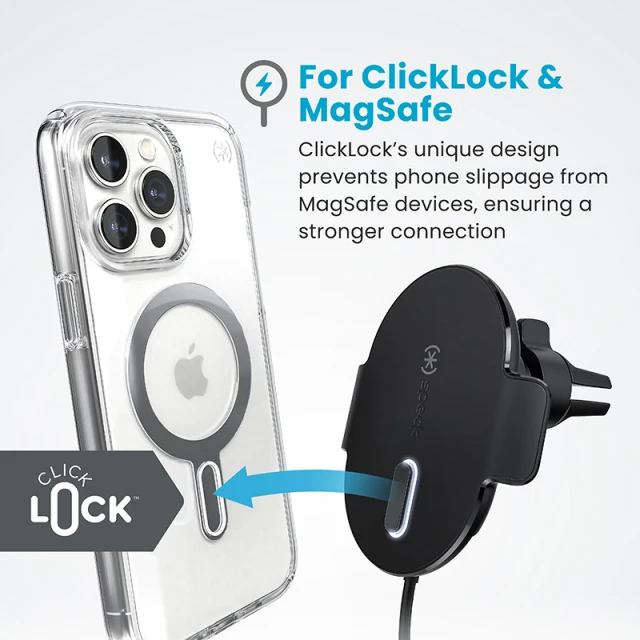 Автотримач з функцією бездротової зарядки Speck Vent Mount with ClickLock Black with MagSafe (150683-1041)