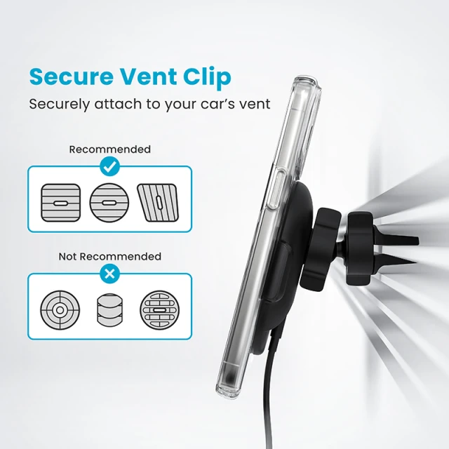 Автотримач з функцією бездротової зарядки Speck Vent Mount with ClickLock Black with MagSafe (150683-1041)