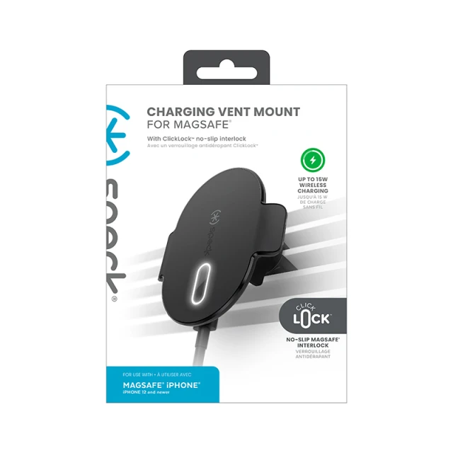 Автотримач з функцією бездротової зарядки Speck Vent Mount with ClickLock Black with MagSafe (150683-1041)