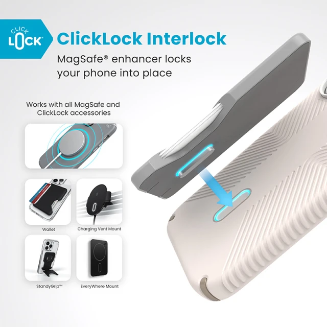 Чохол Speck Presidio2 Grip ClickLock для iPhone 16 Bleached Bone Heirloom Gold with MagSafe (150689-3214)