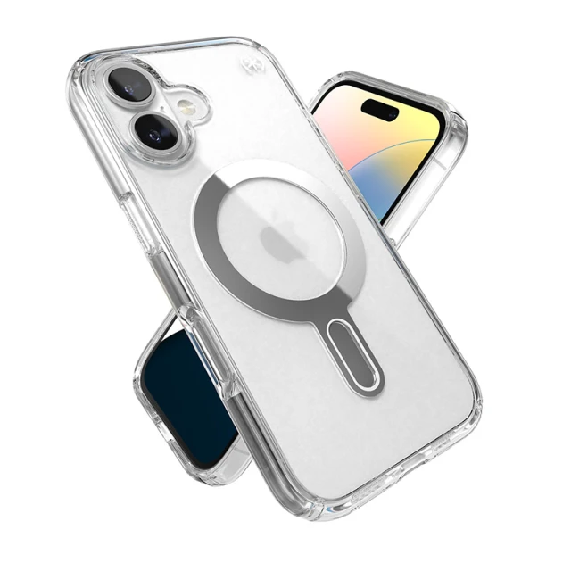 Чохол Speck Presidio Perfect-Clear ClickLock для iPhone 16 Clear Chrome with MagSafe (150691-3199)