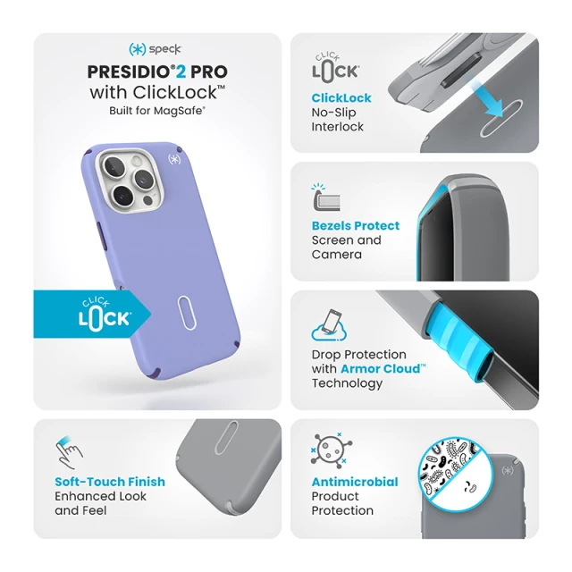 Чохол Speck Presidio2 Pro ClickLock для iPhone 16 Pro Future Lavender Cassis Purple with MagSafe (150700-3251)