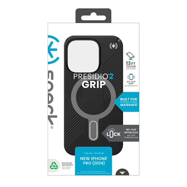 Чохол Speck Presidio2 Grip ClickLock для iPhone 16 Pro Black Slate Grey with MagSafe (150701-3205)