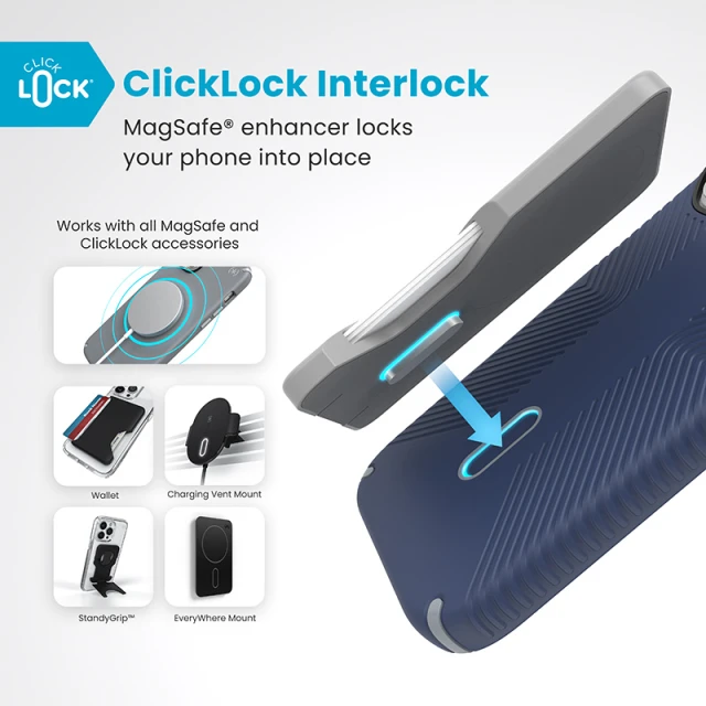 Чохол Speck Presidio2 Grip ClickLock для iPhone 16 Pro Coastal Blue Dust Grey with MagSafe (150701-3206)