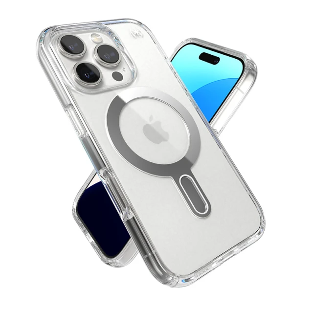 Чохол Speck Presidio Perfect-Clear ClickLock для iPhone 16 Pro Clear Chrome with MagSafe (150703-3199)