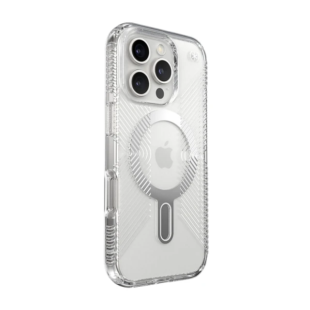 Чохол Speck Presidio Perfect-Clear Grip ClickLock для iPhone 16 Pro Clear Chrome with MagSafe (150704-3199)