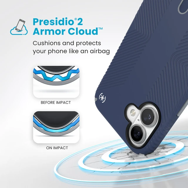 Чохол Speck Presidio2 Grip ClickLock для iPhone 16 Plus Coastal Blue Dust Grey with MagSafe (150713-3206)